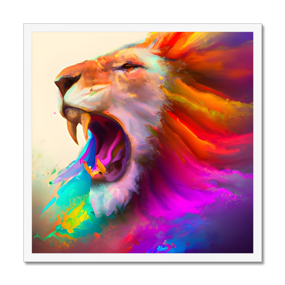 Lion with a Rainbow Mane Framed Print Prodigi