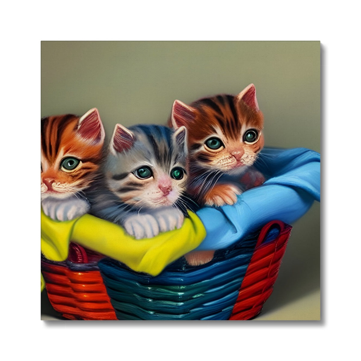 Cute Kittens In A Basket Canvas Prodigi