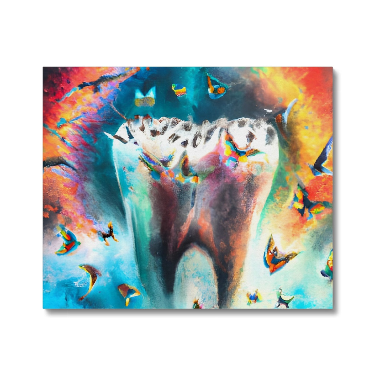 Butterflies excaping from Colour Explosion around a Tooth Canvas Prodigi