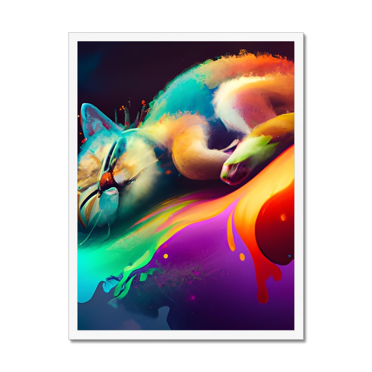 Surfing Lazy Cat Framed Print Prodigi