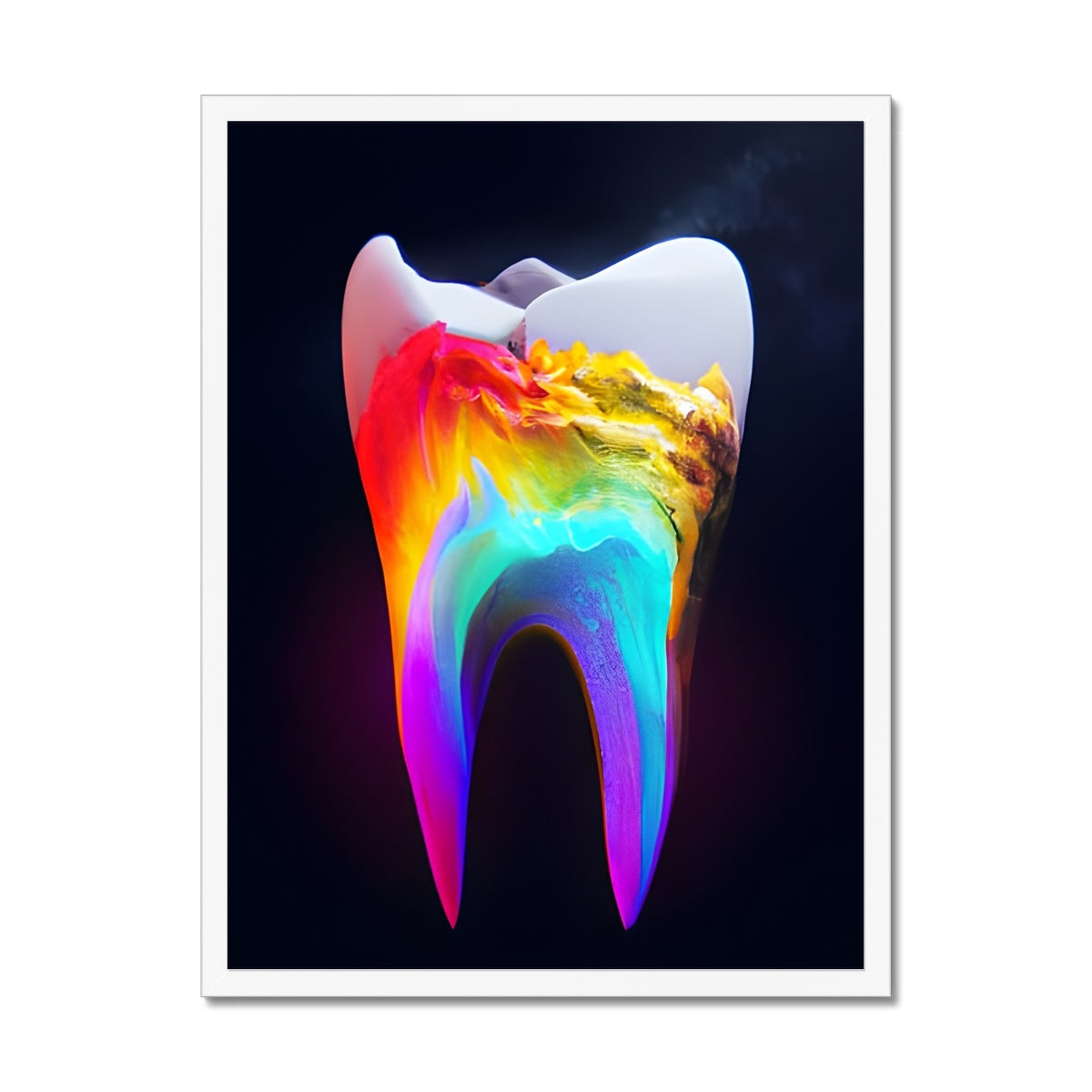 Colours filling a Tooth Framed Print Prodigi