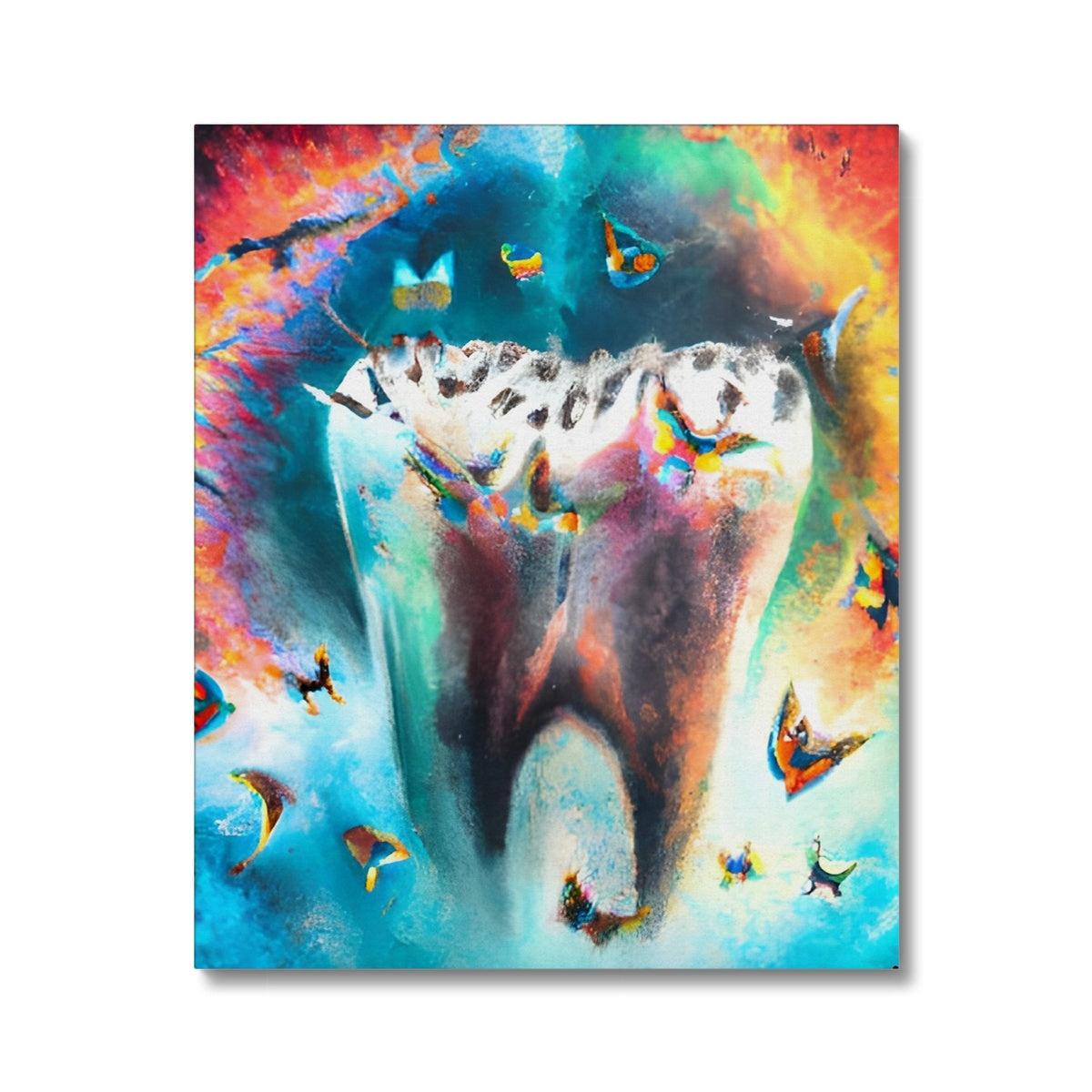 Butterflies excaping from Colour Explosion around a Tooth Canvas Prodigi