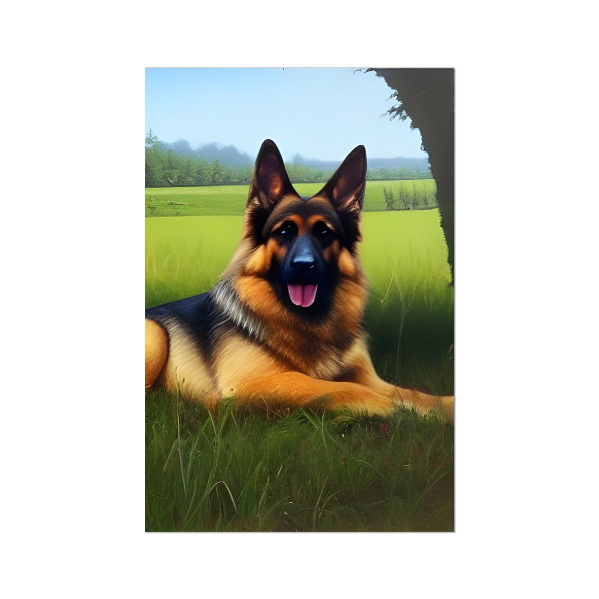 Dog Laying in a Field Fine Art Print Prodigi