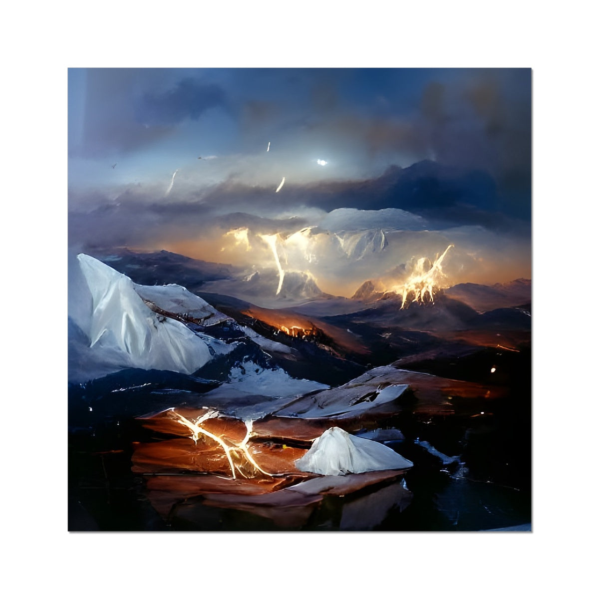 Mountains with Lightning Fine Art Print Prodigi