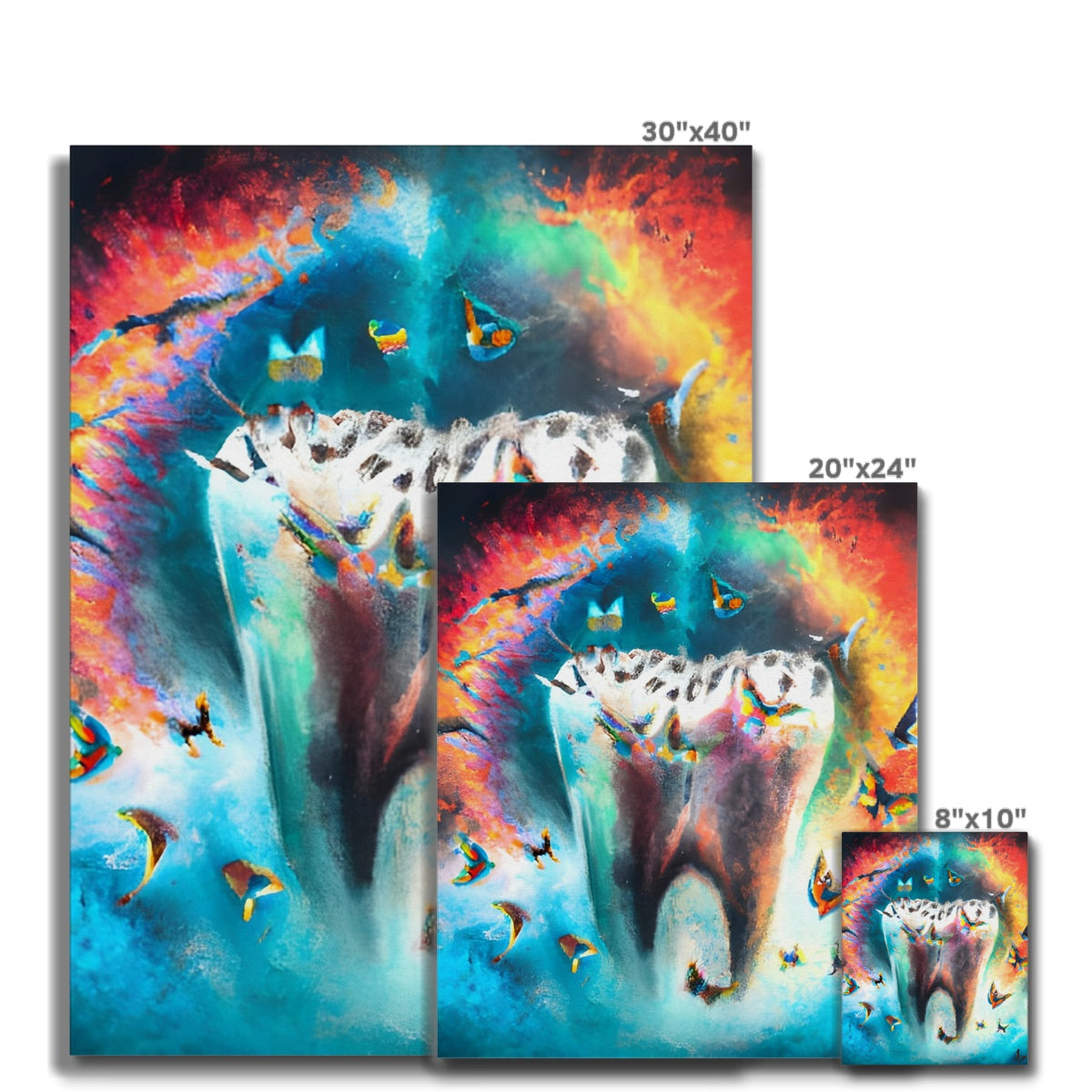 Butterflies excaping from Colour Explosion around a Tooth Canvas Prodigi