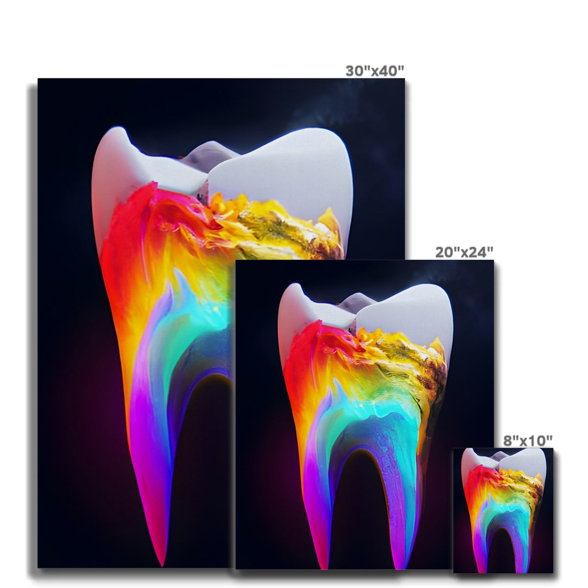 Colours filling a Tooth Canvas Prodigi