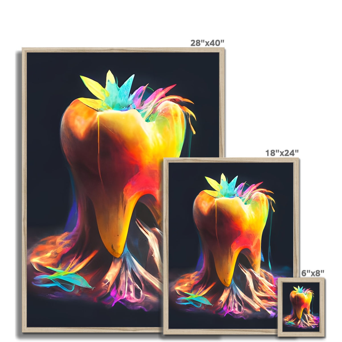 Colourful Tooth with Roots Framed Print Prodigi