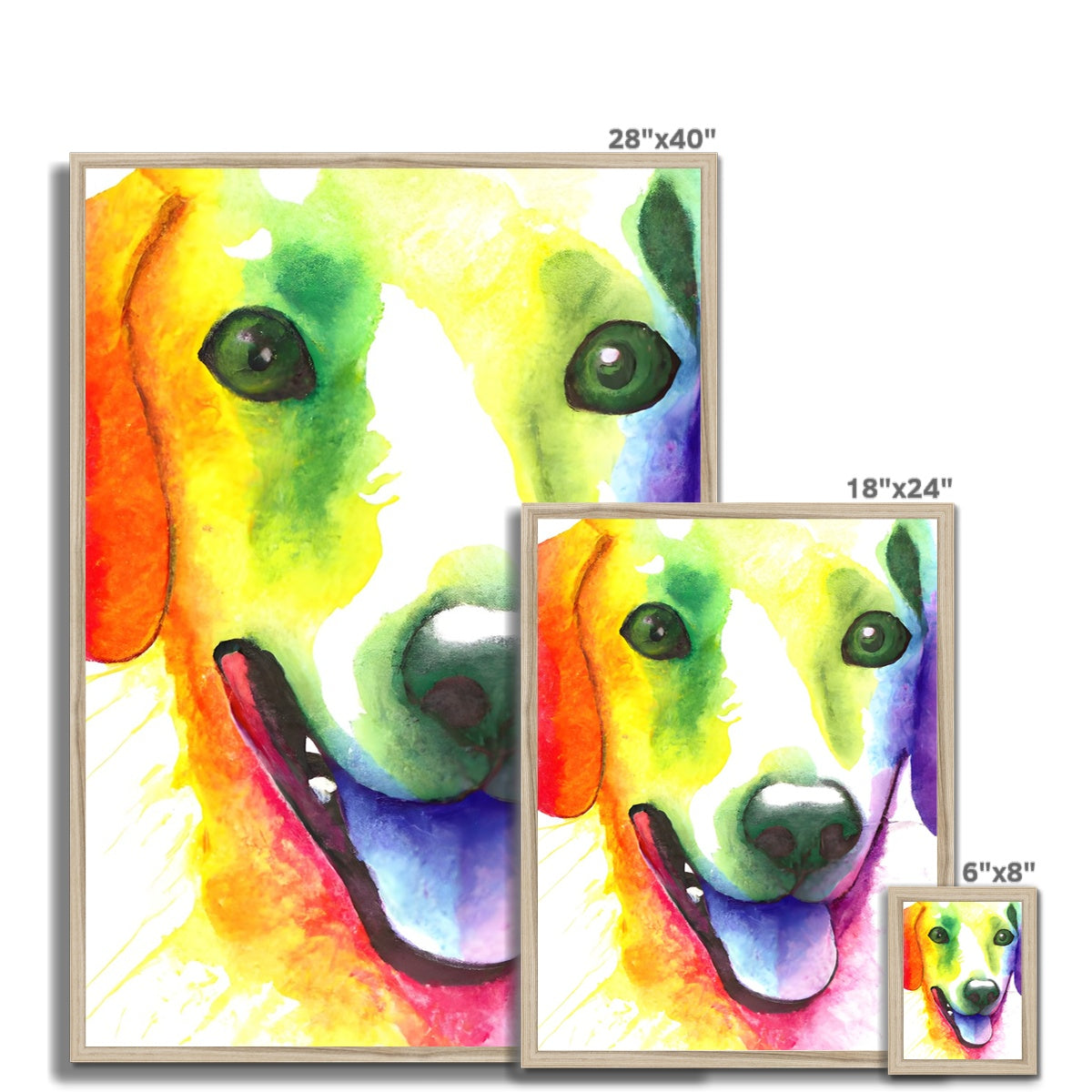 Happy Rainbow Dog Framed Print Prodigi