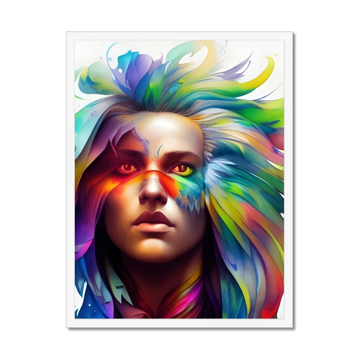 Women Rainbow Eagle Head Framed Print Prodigi