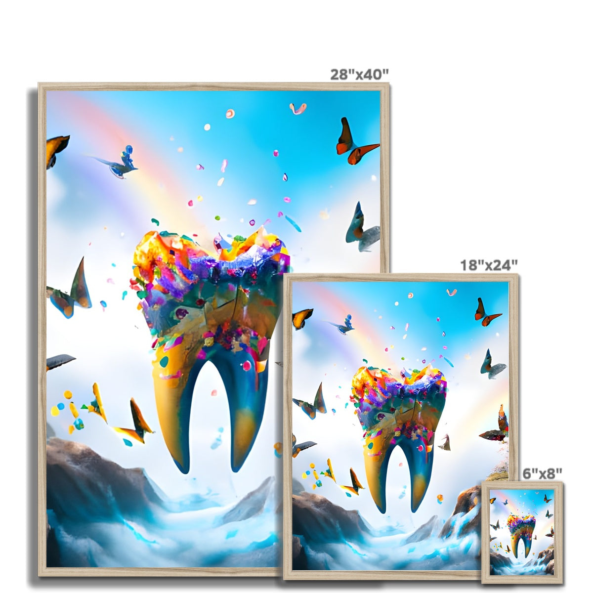 Flying Butterfly Tooth Island Framed Print Prodigi