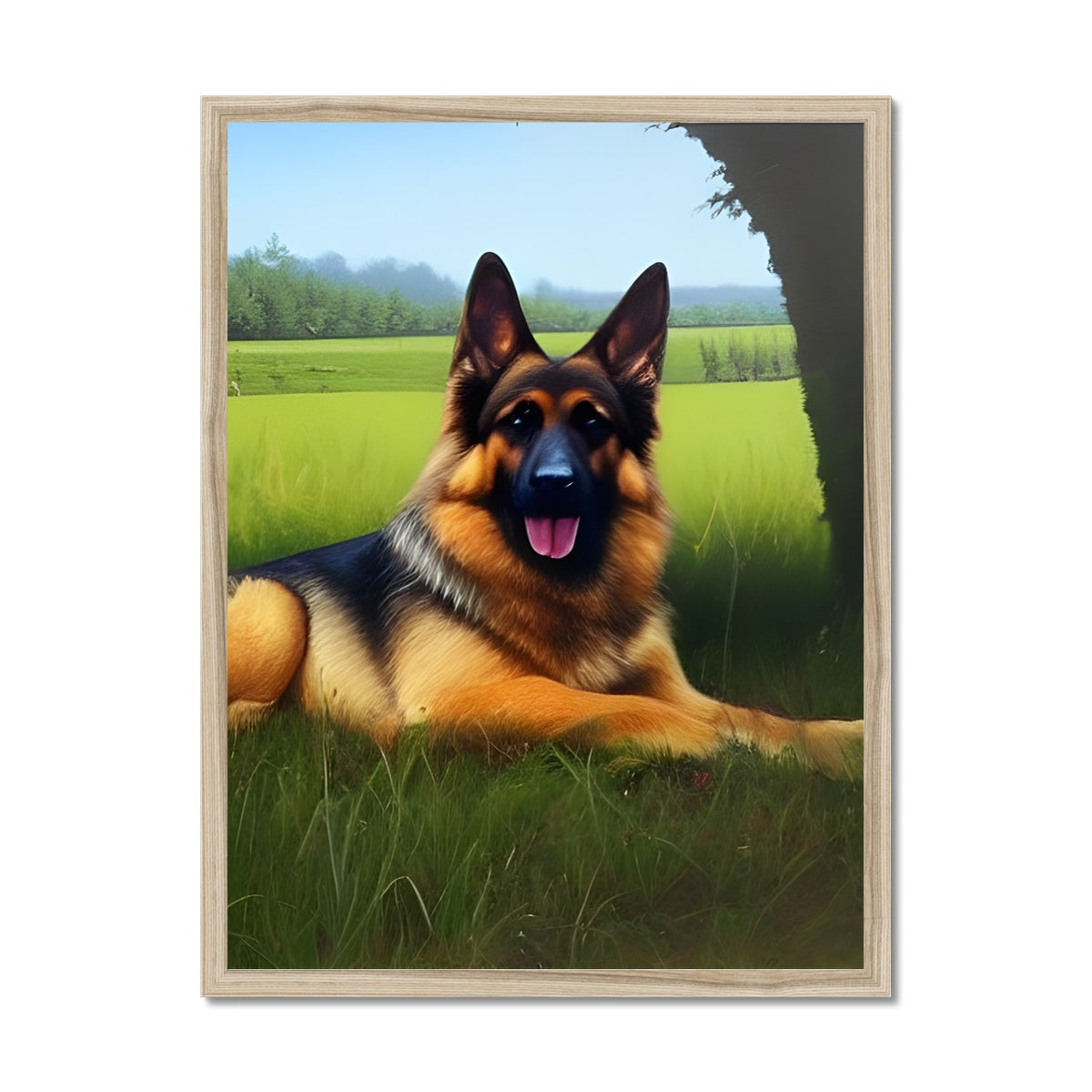 Dog Laying in a Field Framed Print Prodigi