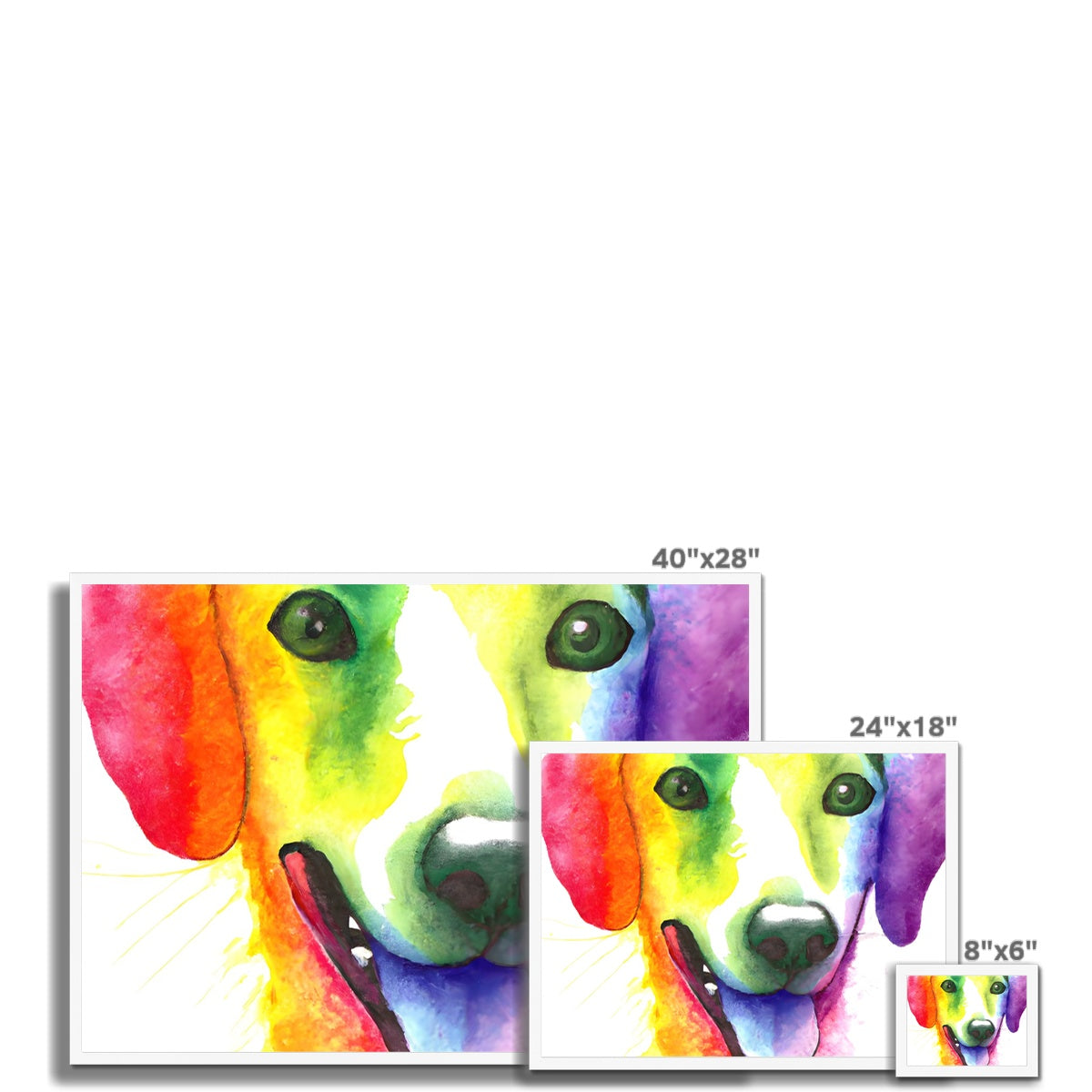 Happy Rainbow Dog Framed Print Prodigi