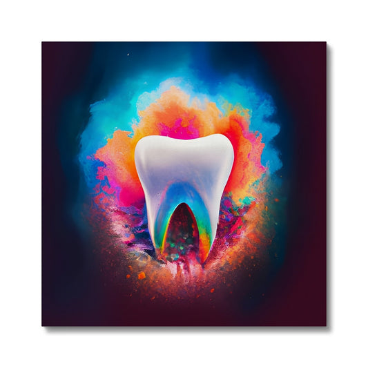 Tooth in Front of a Colour Explosion Canvas Prodigi