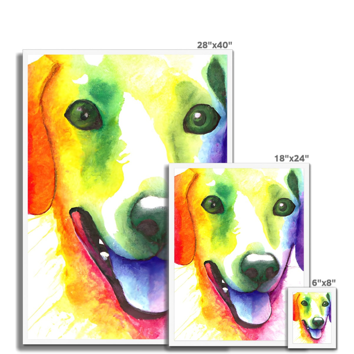 Happy Rainbow Dog Framed Print Prodigi