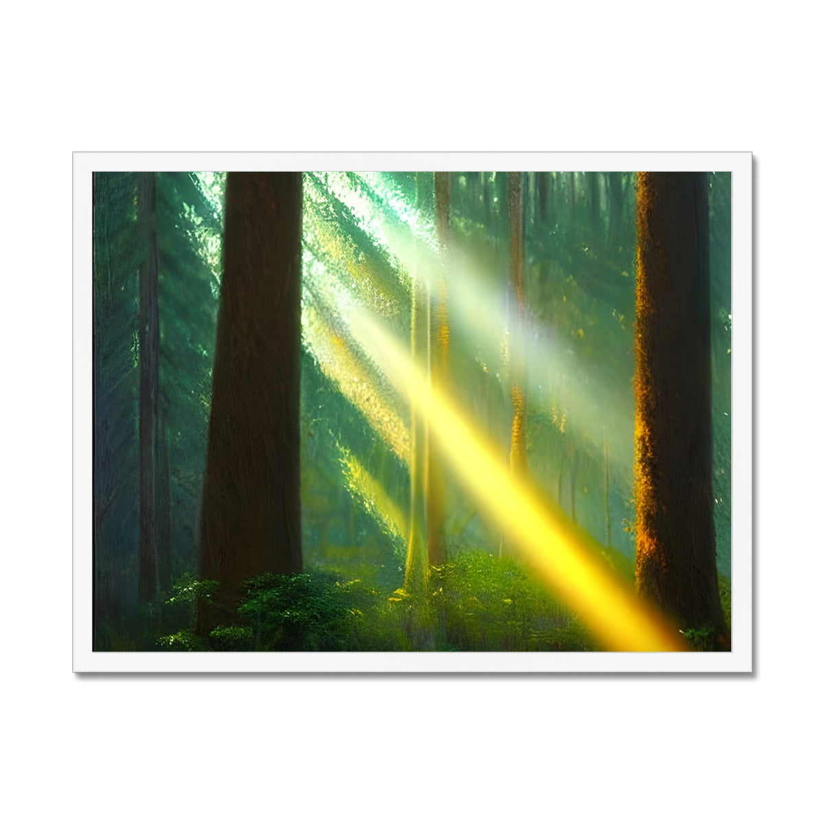 A Ray of Light in the Forest Framed Print Prodigi