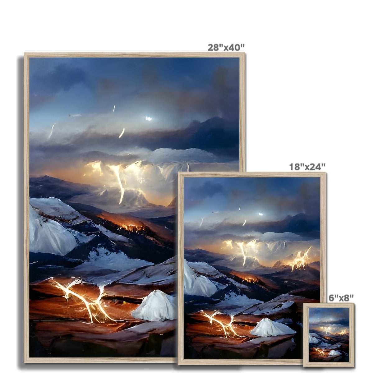 Mountains with Lightning Framed Print Prodigi