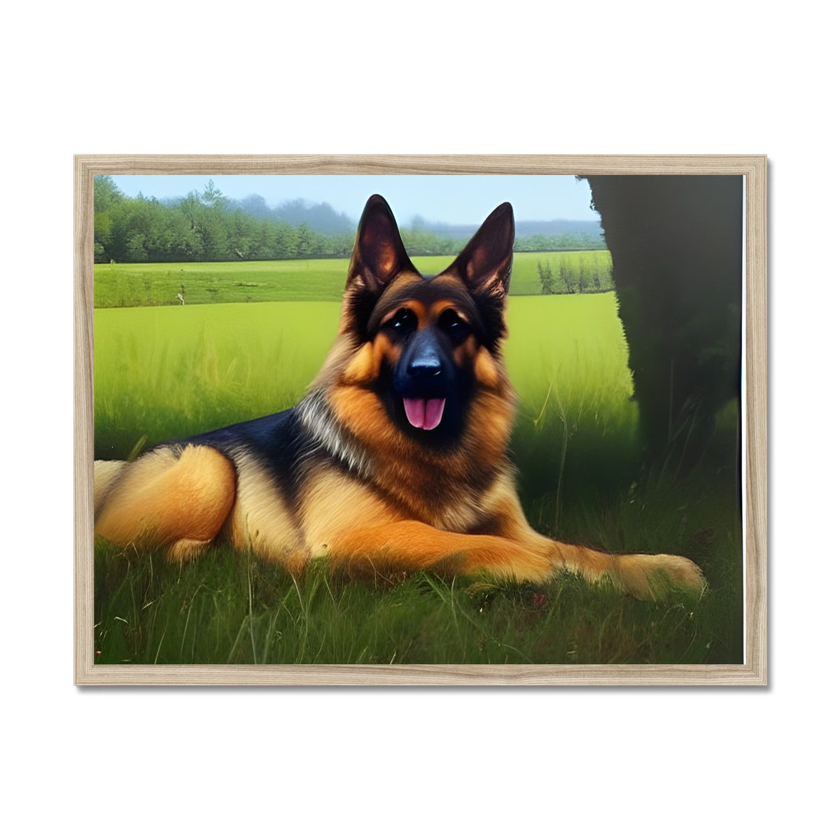 Dog Laying in a Field Framed Print Prodigi