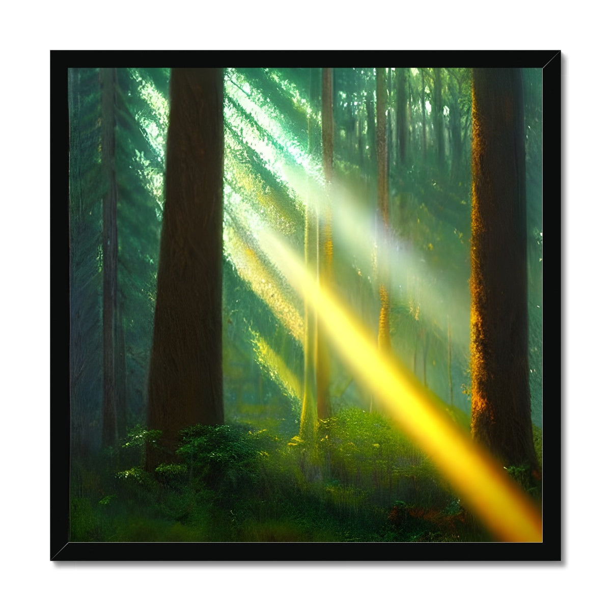 A Ray of Light in the Forest Framed Print Prodigi