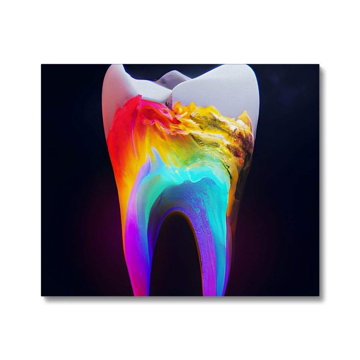 Colours filling a Tooth Canvas Prodigi