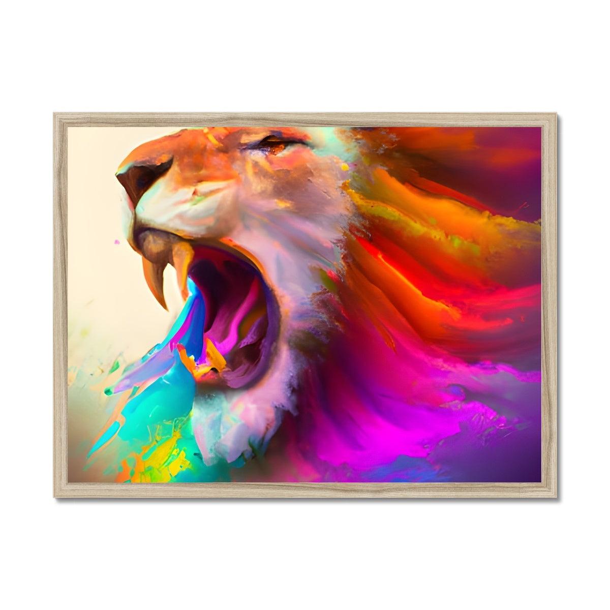 Lion with a Rainbow Mane Framed Print Prodigi