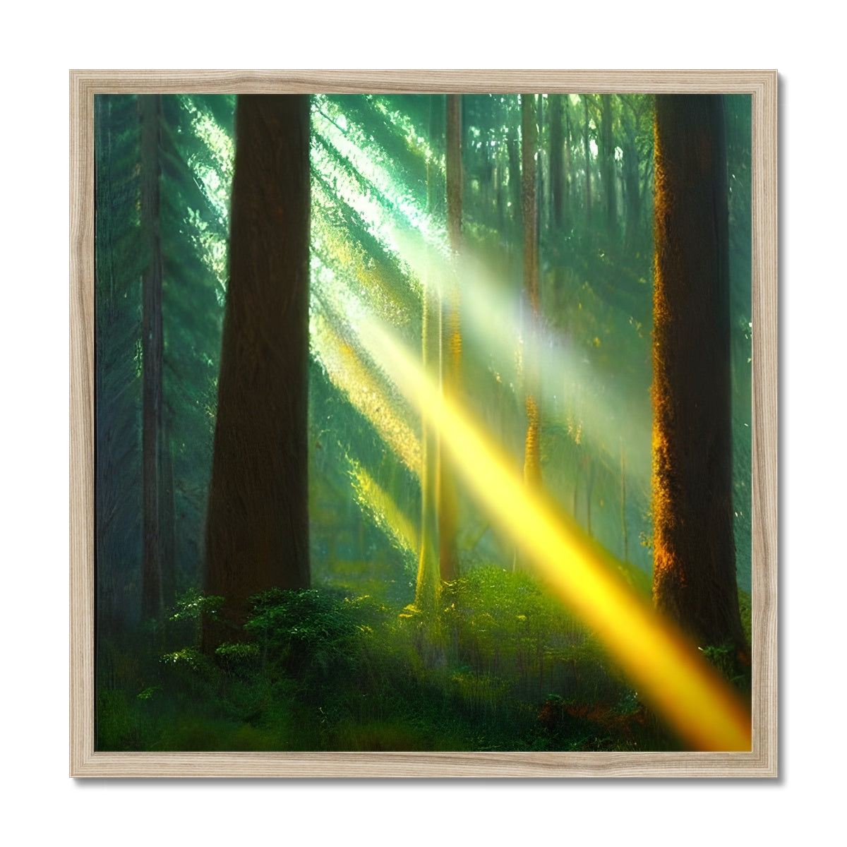 A Ray of Light in the Forest Framed Print Prodigi