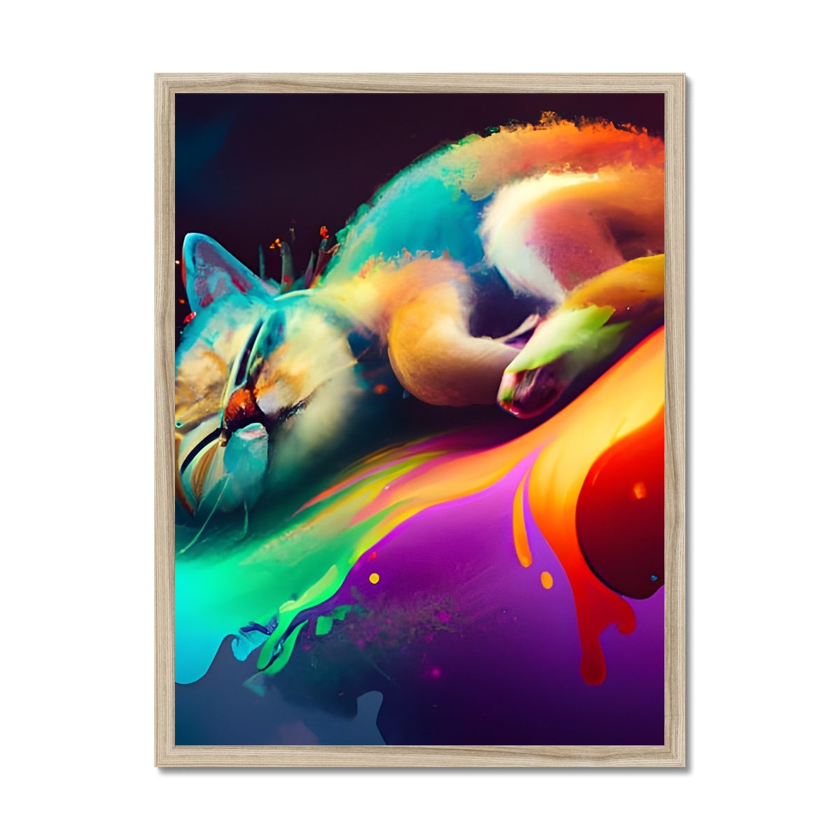 Surfing Lazy Cat Framed Print Prodigi