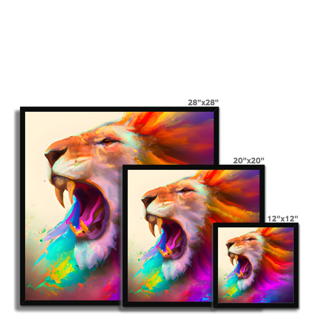 Lion with a Rainbow Mane Framed Print Prodigi