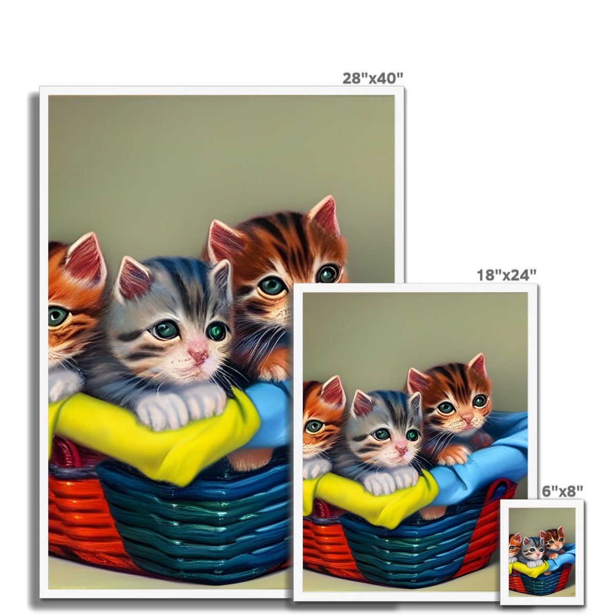 Cute Kittens In A Basket Framed Print Prodigi