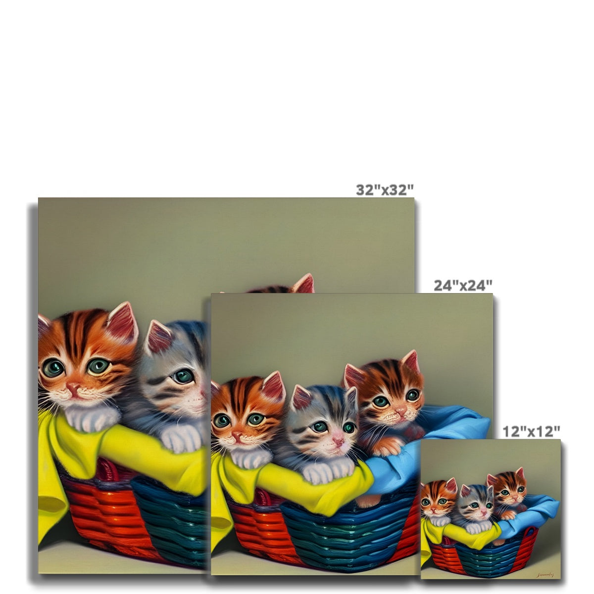 Cute Kittens In A Basket Canvas Prodigi