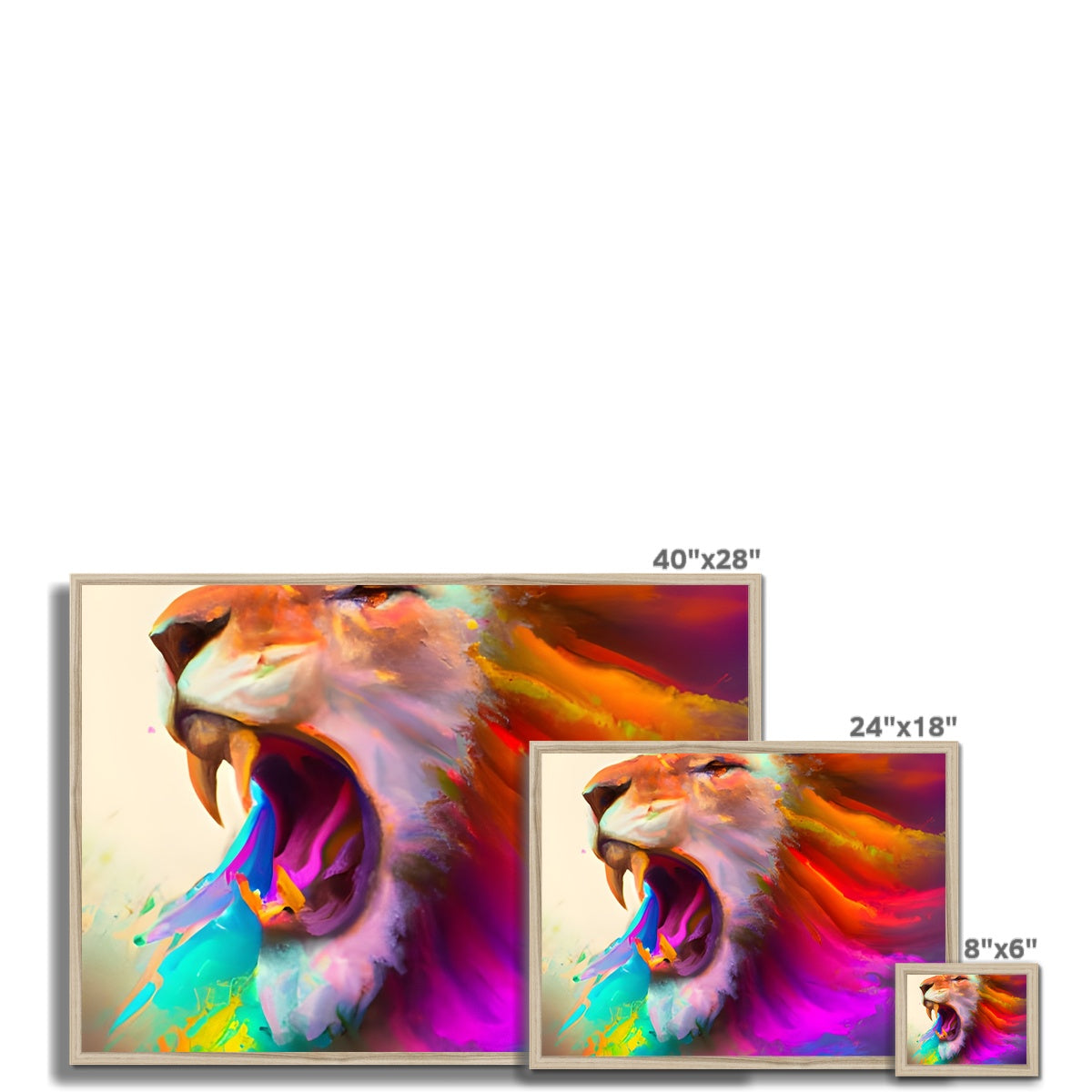 Lion with a Rainbow Mane Framed Print Prodigi