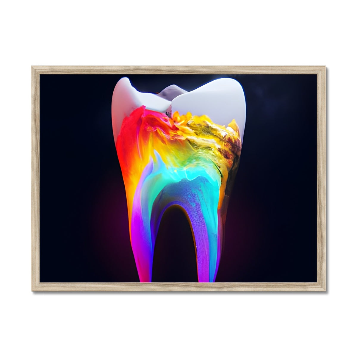 Colours filling a Tooth Framed Print Prodigi