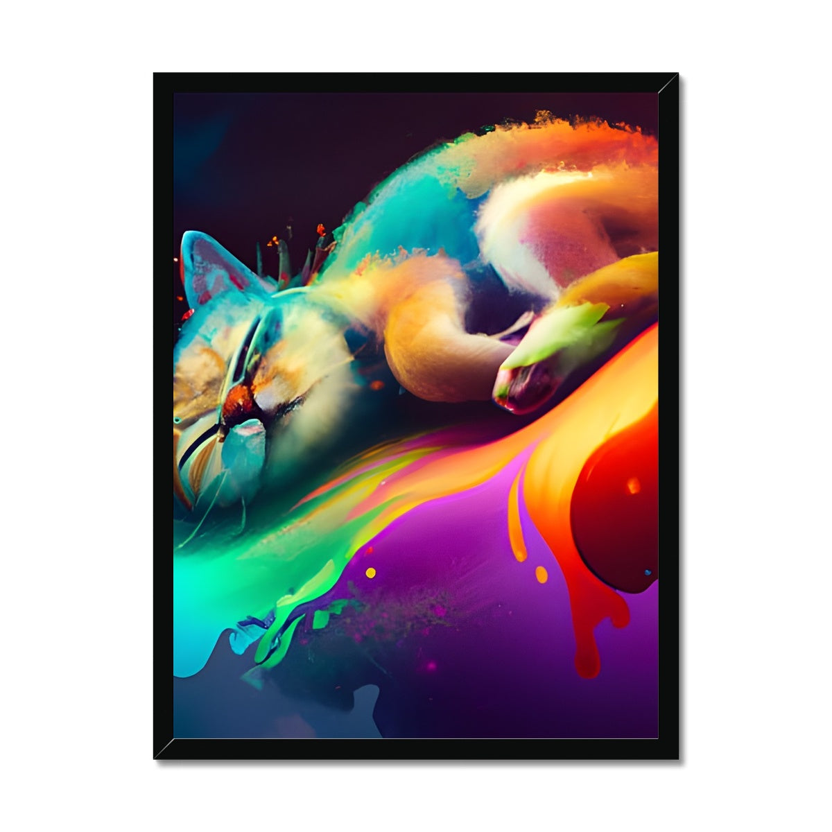 Surfing Lazy Cat Framed Print Prodigi