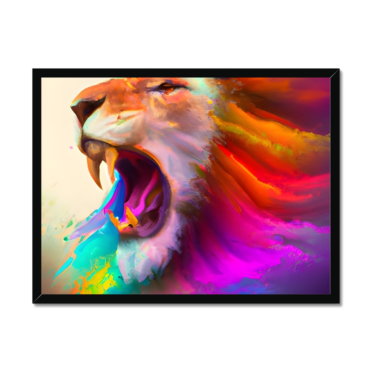 Lion with a Rainbow Mane Framed Print Prodigi