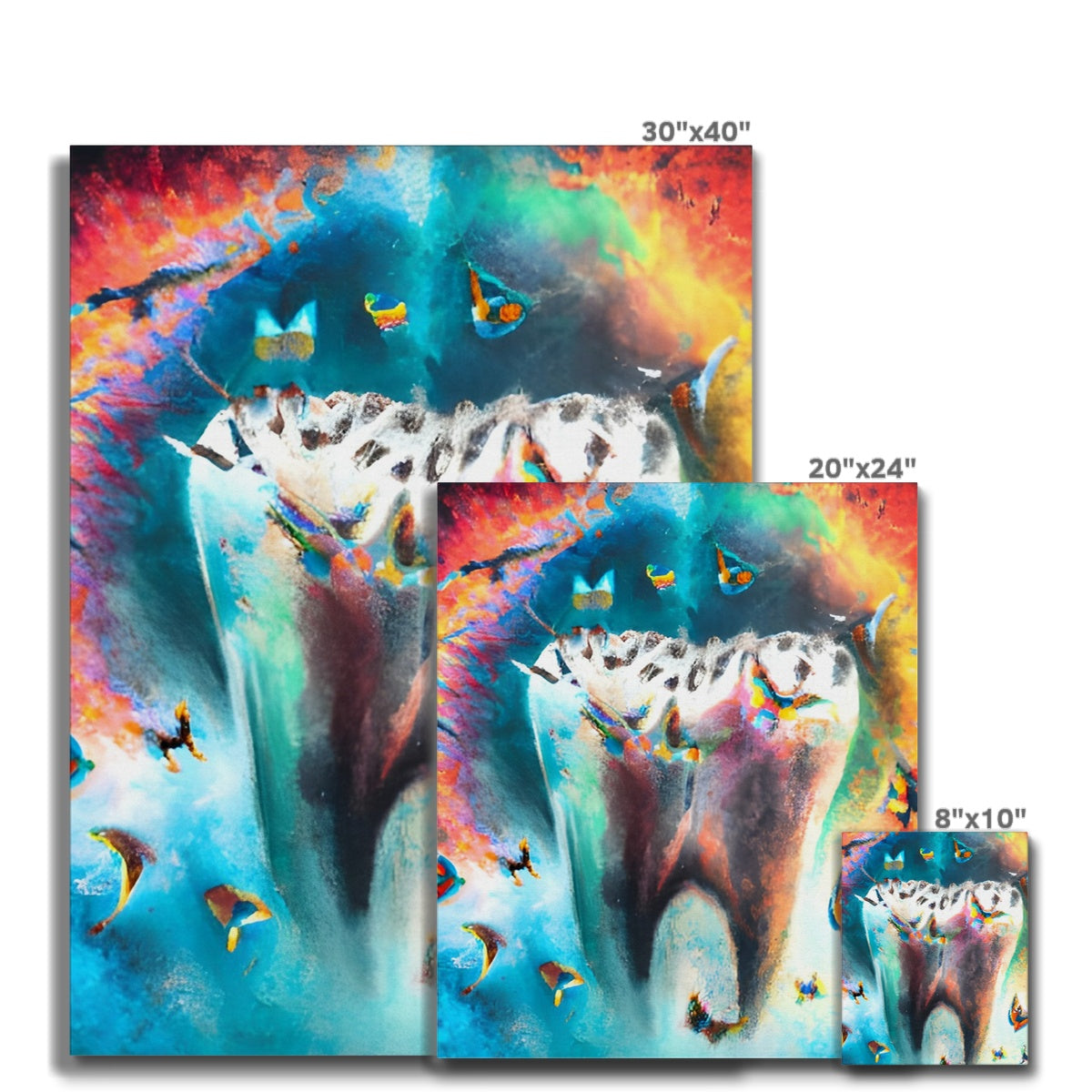 Butterflies excaping from Colour Explosion around a Tooth Canvas Prodigi