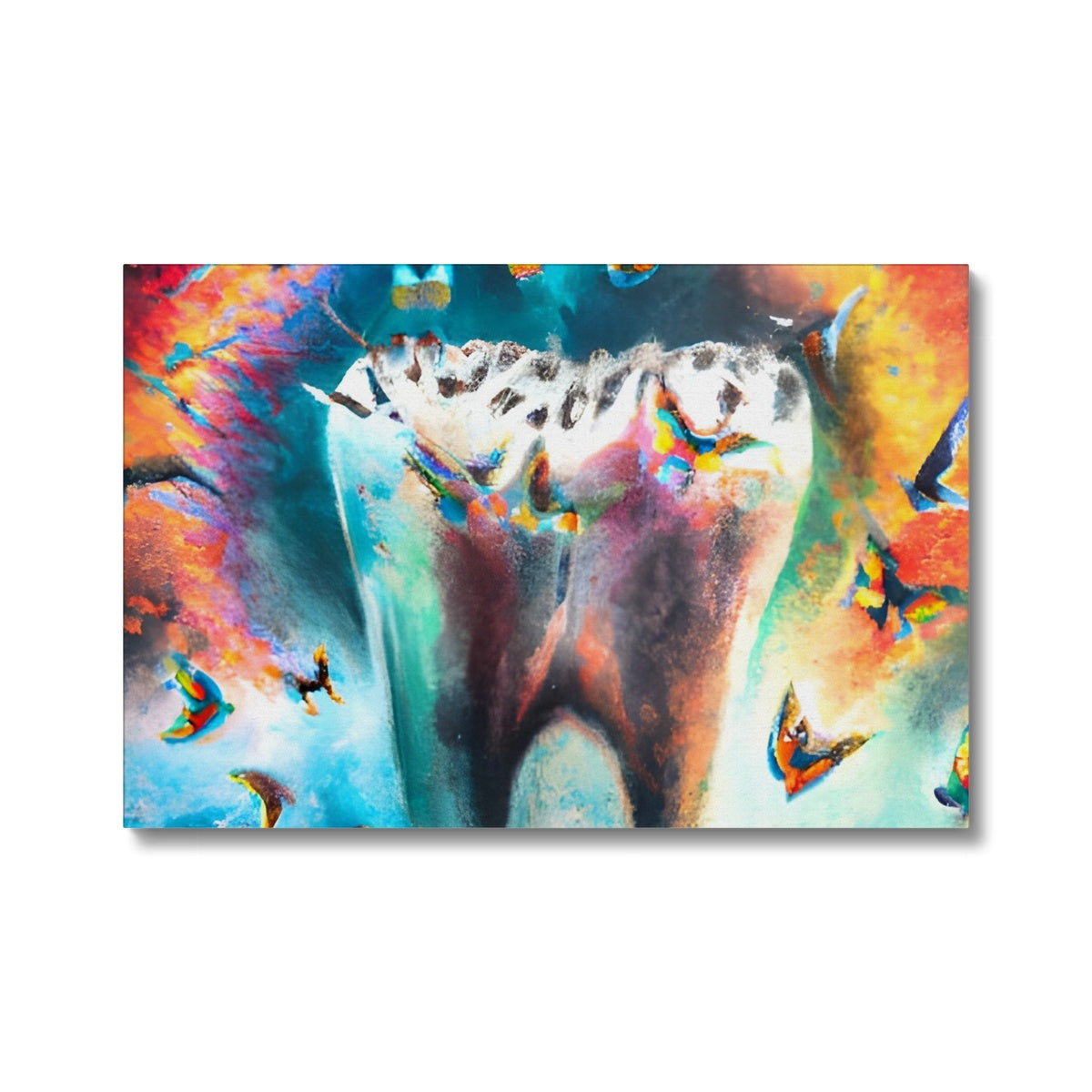 Butterflies excaping from Colour Explosion around a Tooth Eco Canvas Prodigi