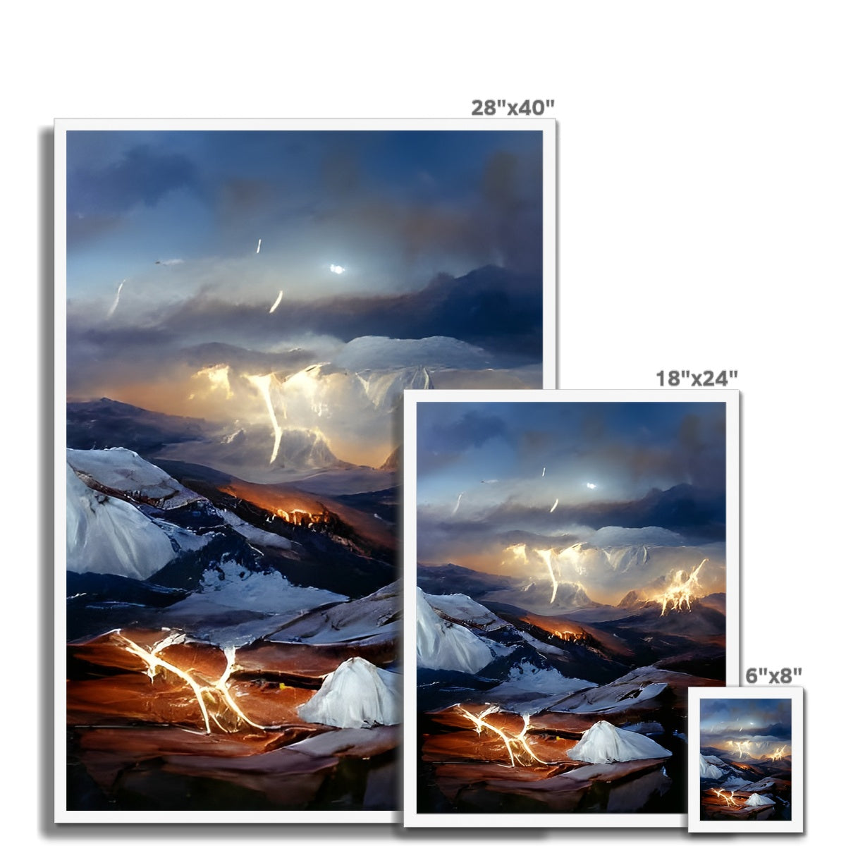 Mountains with Lightning Framed Print Prodigi