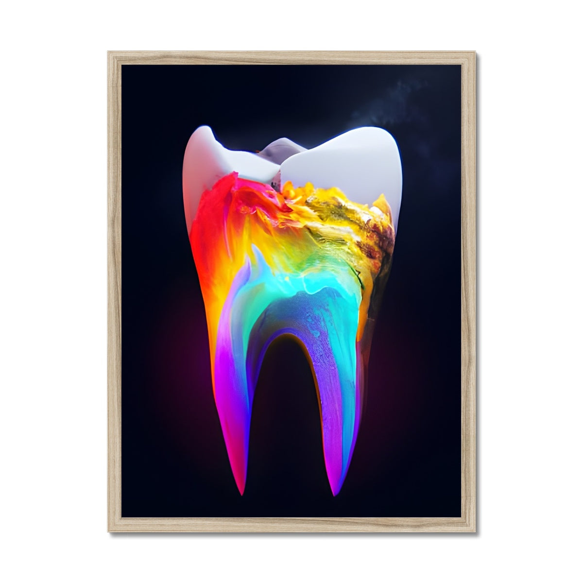 Colours filling a Tooth Framed Print Prodigi