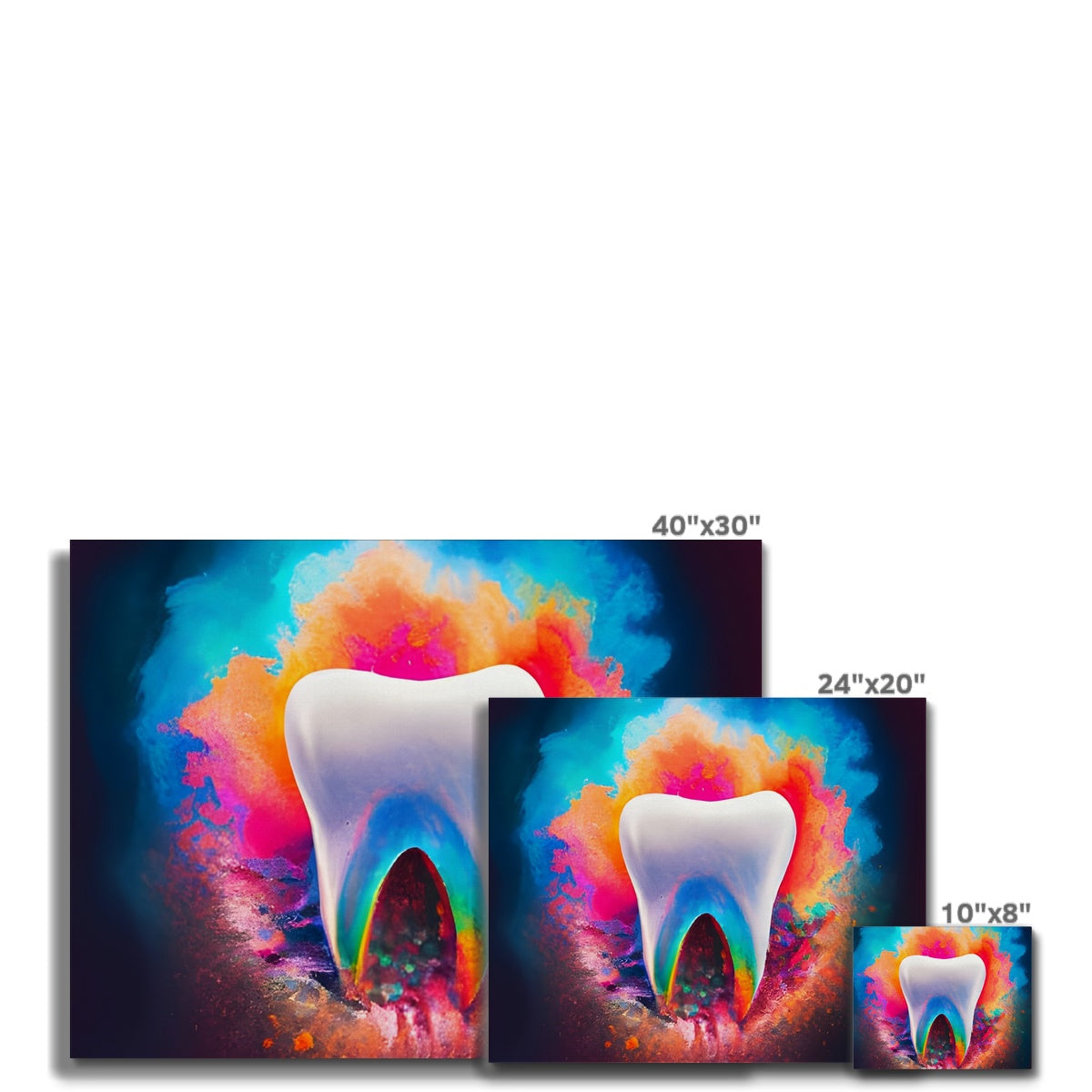 Tooth in Front of a Colour Explosion Canvas Prodigi