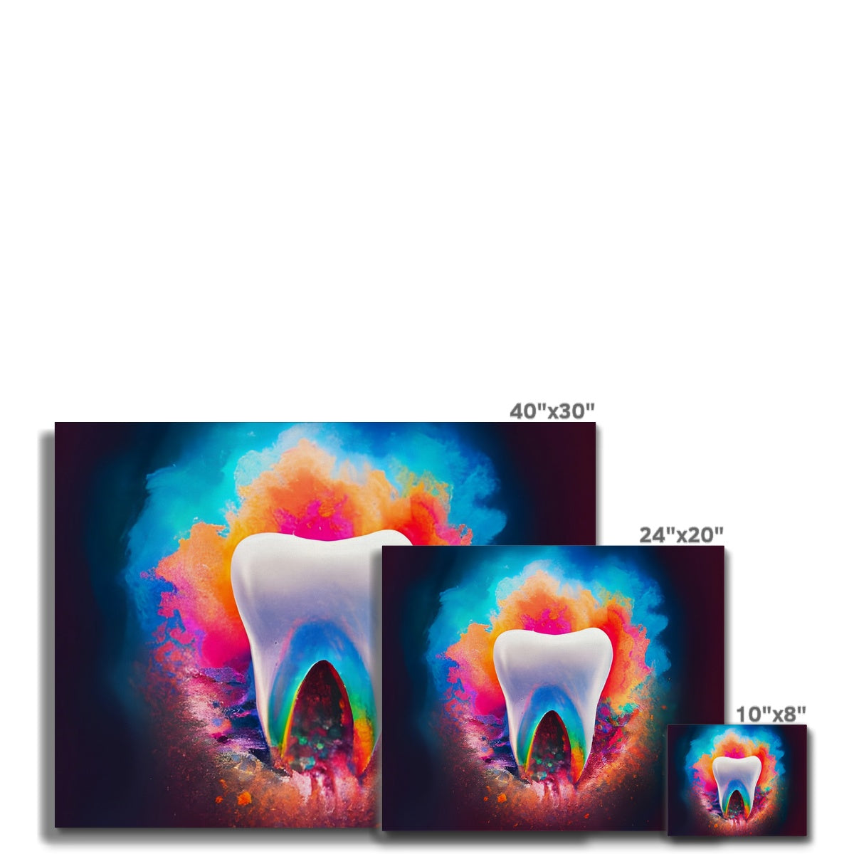 Tooth in Front of a Colour Explosion Canvas Prodigi