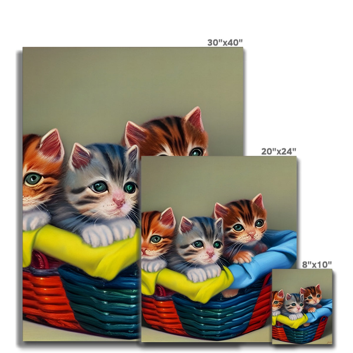 Cute Kittens In A Basket Canvas Prodigi