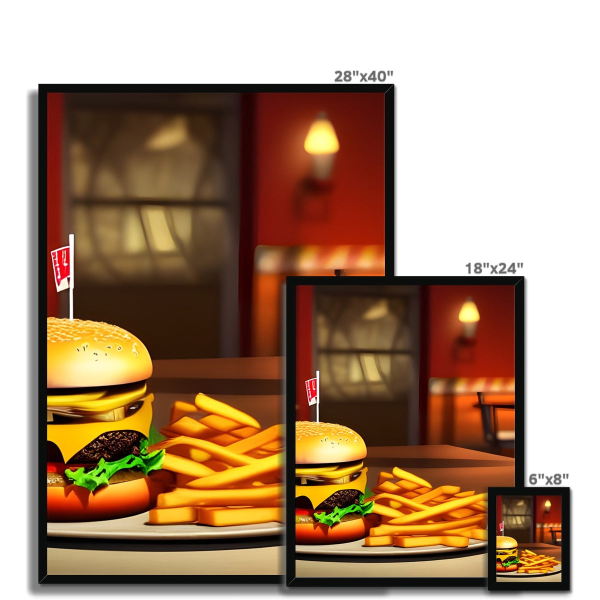 Burger & Fries Combo Framed Print Prodigi