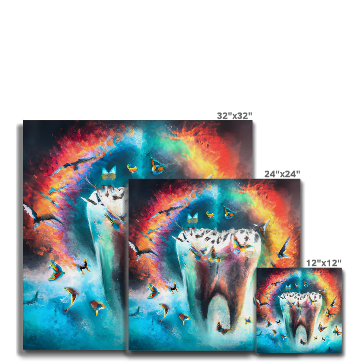 Butterflies excaping from Colour Explosion around a Tooth Canvas Prodigi