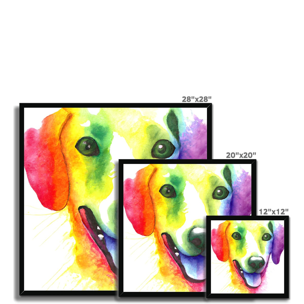 Happy Rainbow Dog Framed Print Prodigi