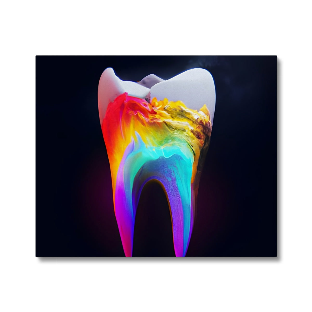 Colours filling a Tooth Canvas Prodigi