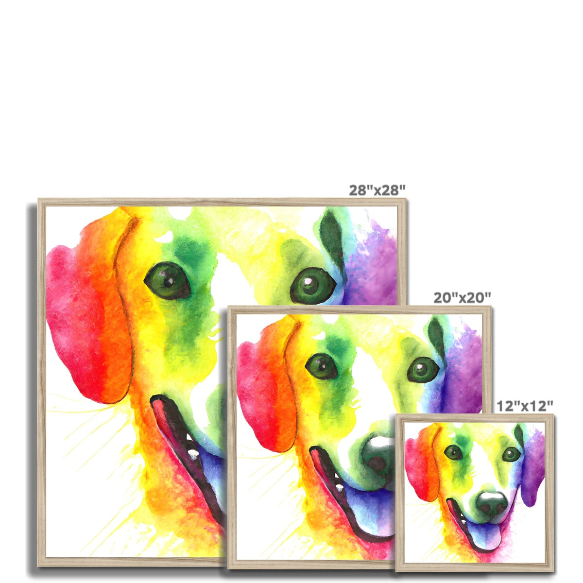 Happy Rainbow Dog Framed Print Prodigi