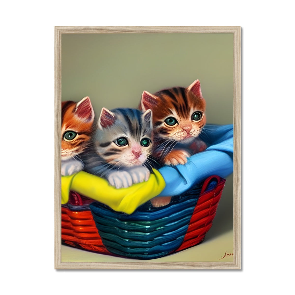 Cute Kittens In A Basket Framed Print Prodigi