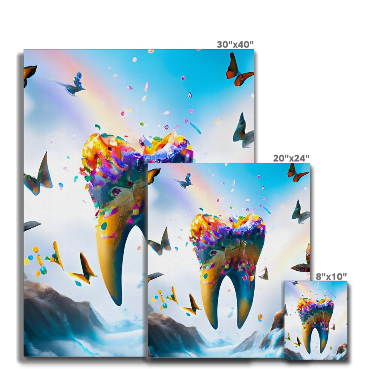 Flying Butterfly Tooth Island Canvas Prodigi