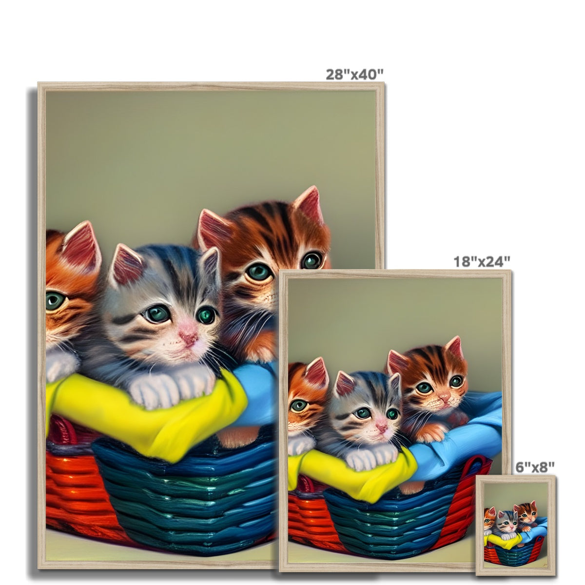 Cute Kittens In A Basket Framed Print Prodigi