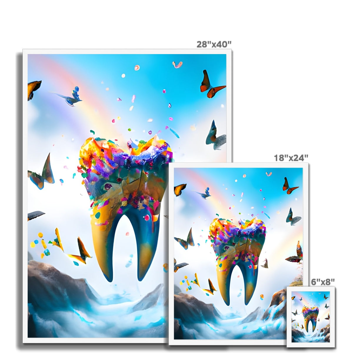 Flying Butterfly Tooth Island Framed Print Prodigi