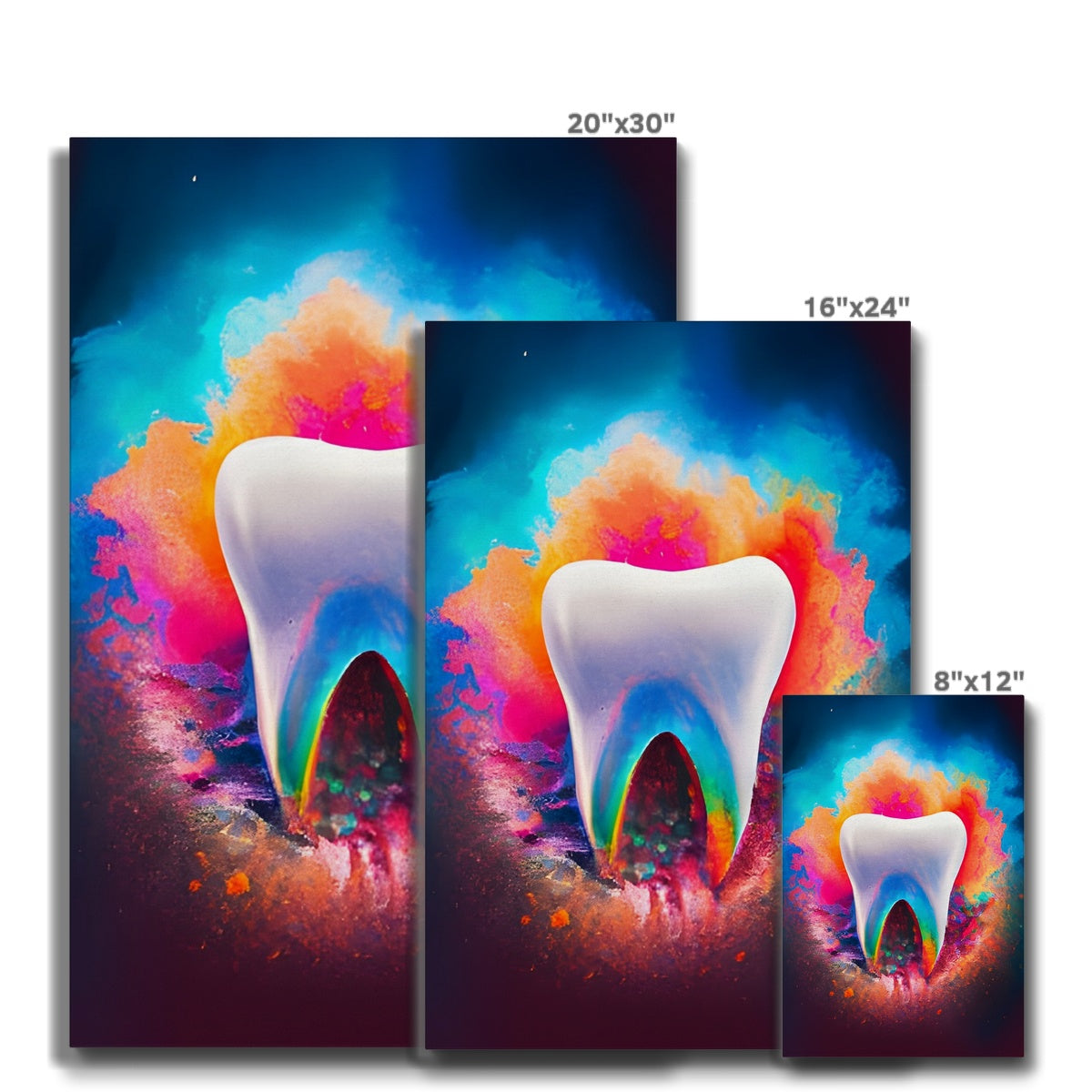 Tooth in Front of a Colour Explosion Eco Canvas Prodigi